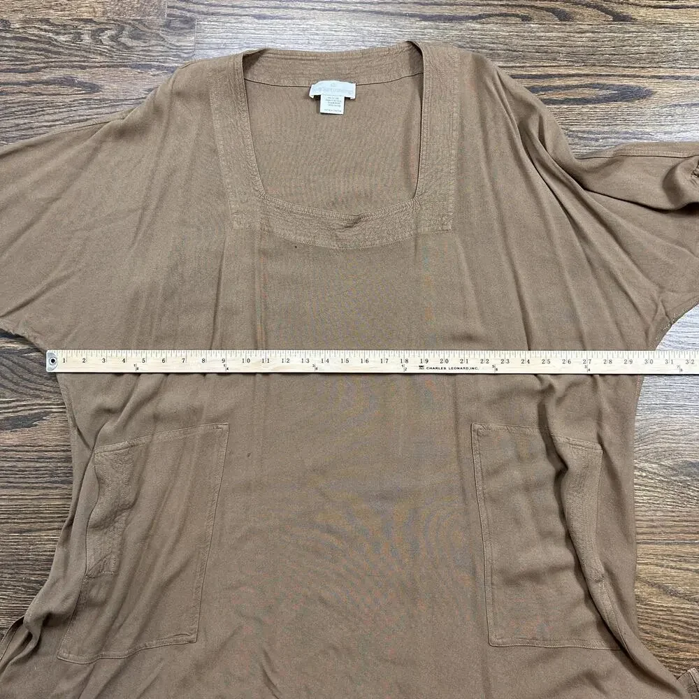 Vintage Soft Surroundings Tunic Top Womens One Size Brown Dolman 3/4 Sleeve - Picture 5 of 9